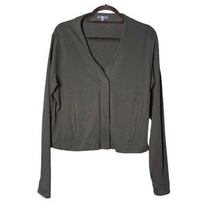 GAP 2011 Cropped Zip Cardigan Sweatshirt Hybrid Black Slouchy Size Large